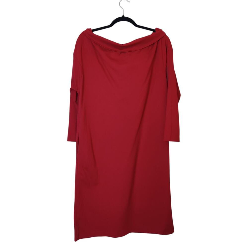 Le Muse Red Tube Dress Chic Cowl Neck Large Lagenlook Minimalist Quiet Luxury - Picture 3 of 14